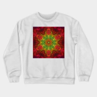 Psychedelic Kaleidoscope Flower Green and Red Crewneck Sweatshirt